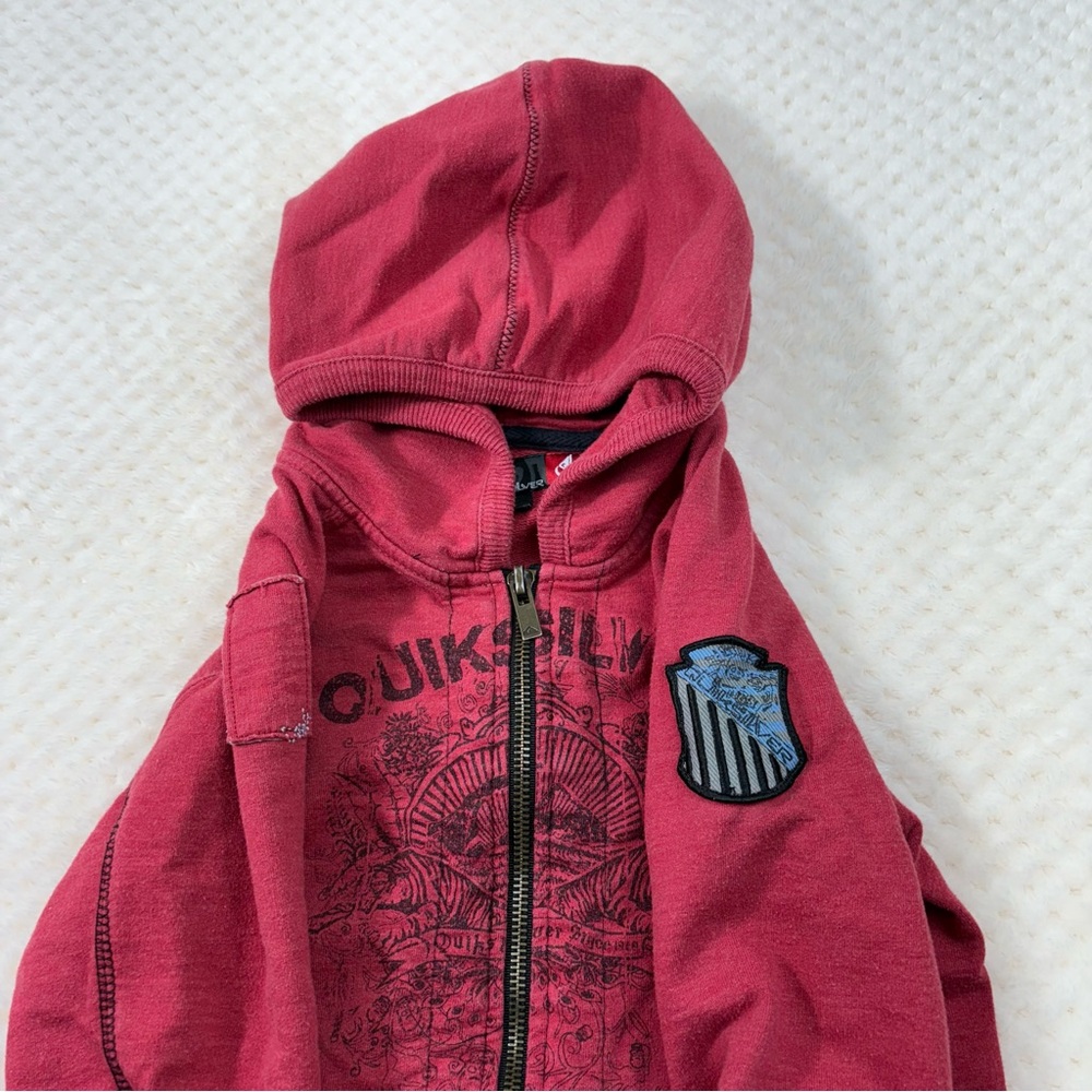 Quiksilver Vintage Y2K Grunge Graphic Full Zip Fleece Jacket Hoodie Youth 3T 00s - Picture 4 of 11